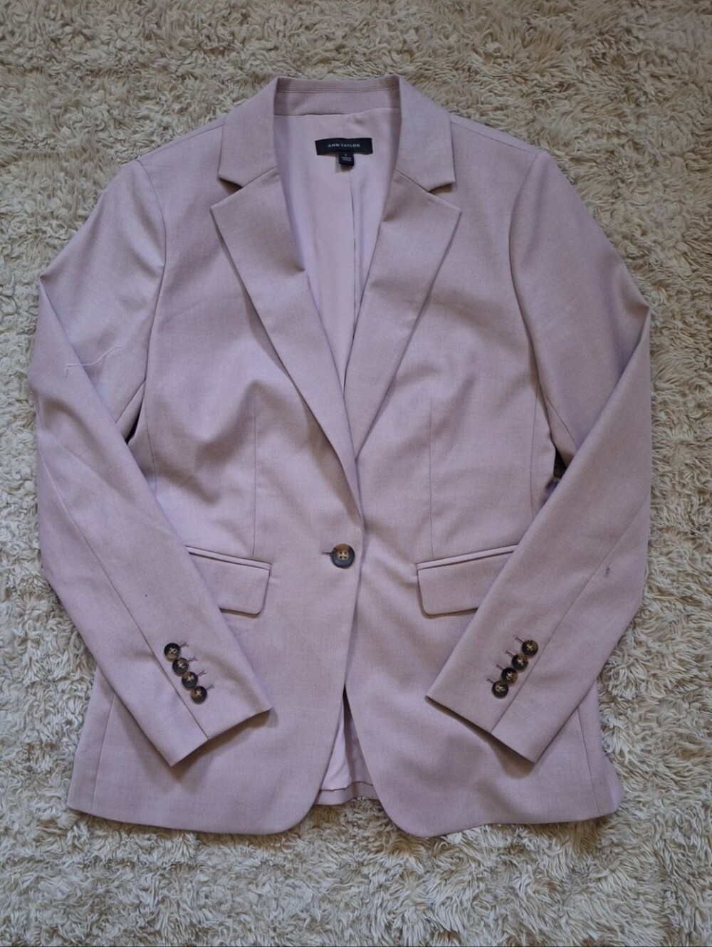 Ann Taylor Single Button Blazer Jacket - Light Muave Pink
